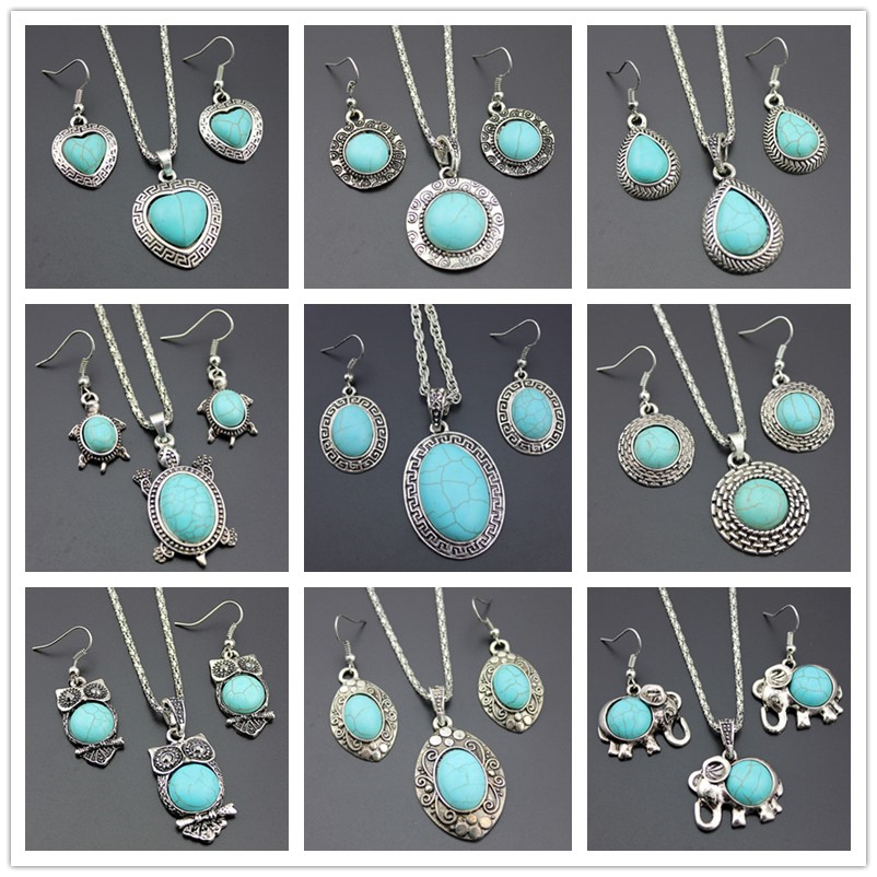 10pcs/lot Newest Jewelry Set Temperament Flower Shaped Turquoise Earrings Necklace Two Piece Accessories gifts
10pcs/lot Newest Jewelry Set Temperament Flower Shaped Turquoise Earrings Necklace Two Piece Accessories gifts