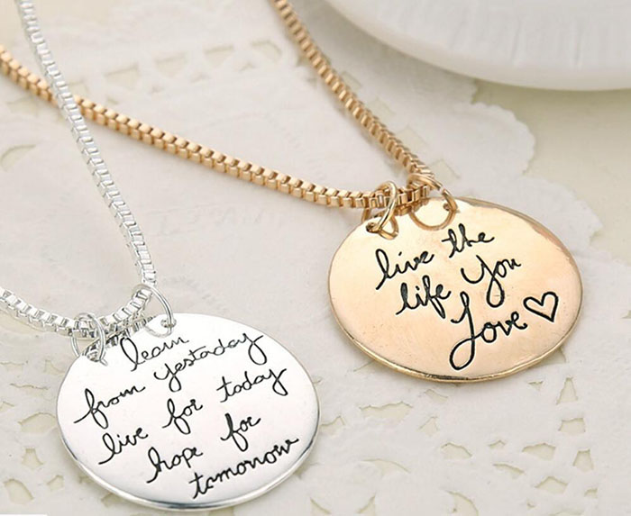 2018 New Fashion Jewelry Learn From Yesterday Live For Today Hope For Tomorrow Letter Pendant Necklace Gift For Women 2 Colors
2018 New Fashion Jewelry Learn From Yesterday Live For Today Hope For Tomorrow Letter Pendant Necklace Gift For Women 2 Colors