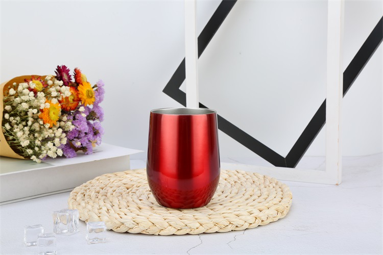 10pcs 12oz egg cups double layer 304 stainless steel wine cup stemless red wine glasses mugs vacuum insulated cup