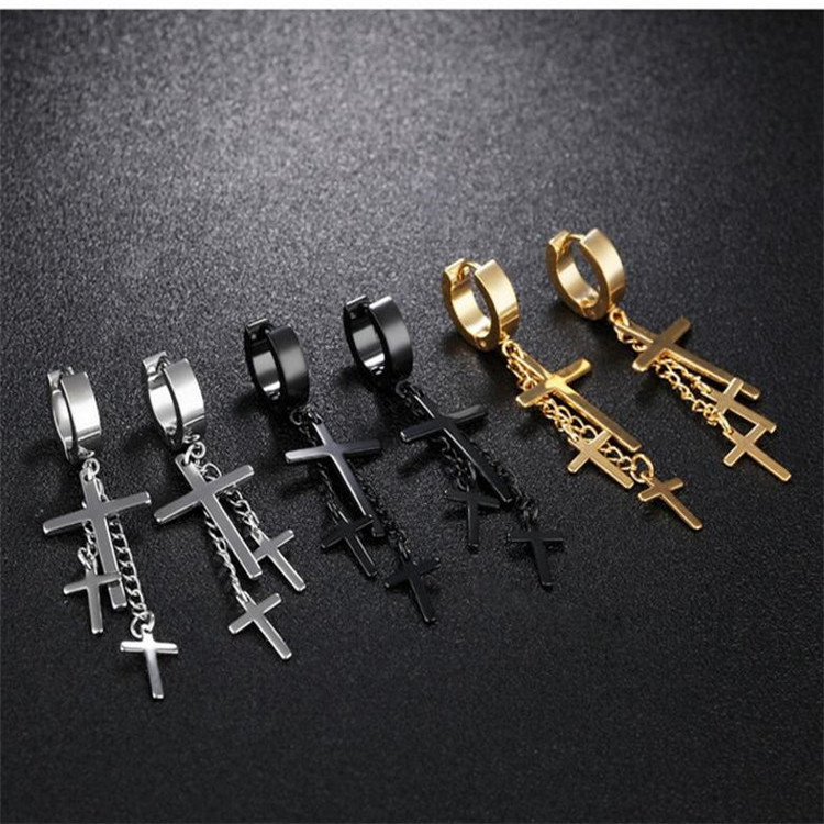 1 Piece Punk Stainless Steel Stud Earring Men Cross Earring Fashion Tassels Crosses Body Piercing Jewelry Black
1 Piece Punk Stainless Steel Stud Earring Men Cross Earring Fashion Tassels Crosses Body Piercing Jewelry Black