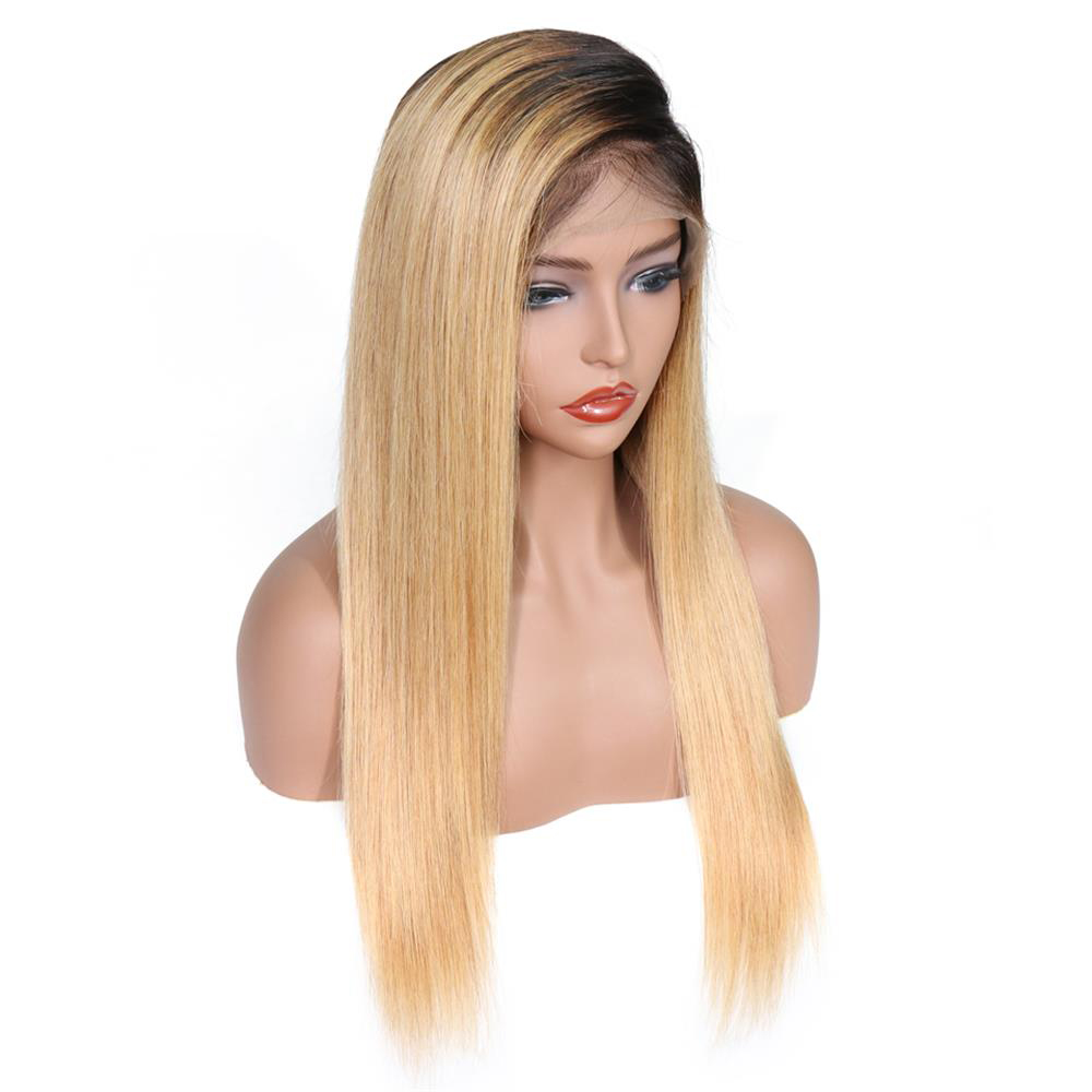 9A Brazilian 150 Density ombre color t1b/18 Full Lace Human Wigs with Baby Hair straight lace front human Hair Wigs