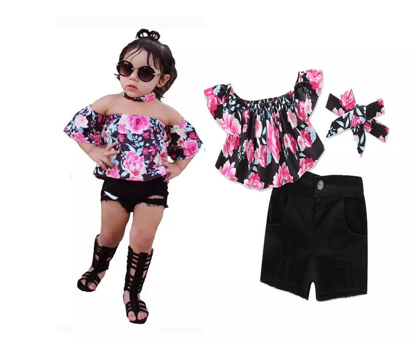 New Girls Clothing Sets Floral Slash Neck Tops Shorts Headbands 3Pcs Set Childrens Fashion Girl Kids Boutique Clothes Outfits, As photo
New Girls Clothing Sets Floral Slash Neck Tops Shorts Headbands 3Pcs Set Childrens Fashion Girl Kids Boutique Clothes Outfits, As photo