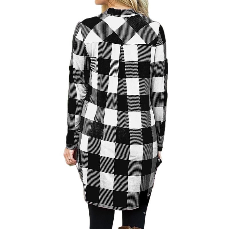 2018 Women Summer Long Blouse V Neck Ladies Tops Plaid Bottons Long Sleeve Shirt Femme Plus Size Blusa Feminina Chemise Blusas