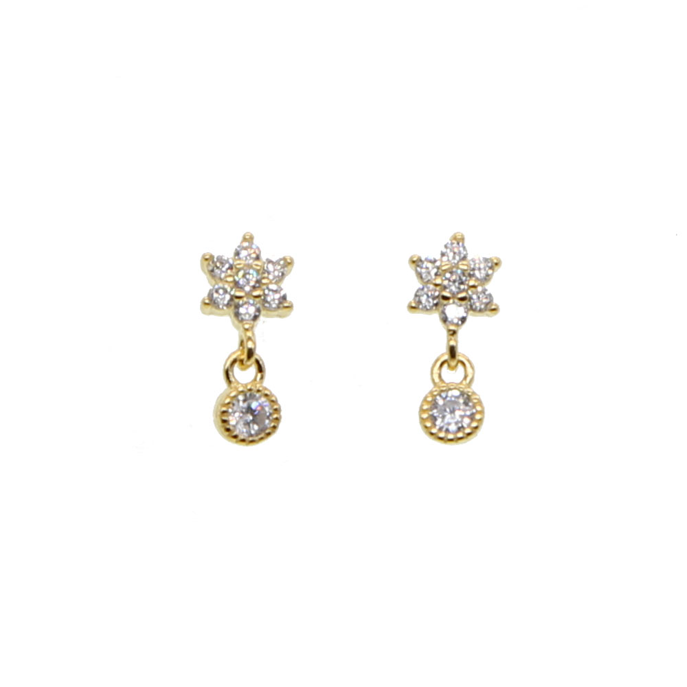 Delicate wer Cubic Zirconia Drop Earrings: Minimalist Charm Studs for Women