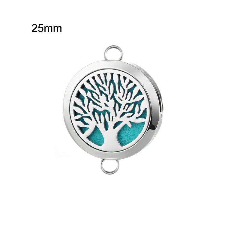 25mm Tree of life Locket Bracelet Aromatherapy / Essential Oil Stainless Steel Diffuser Locket bracelet 7.5'' wrist wiith pads