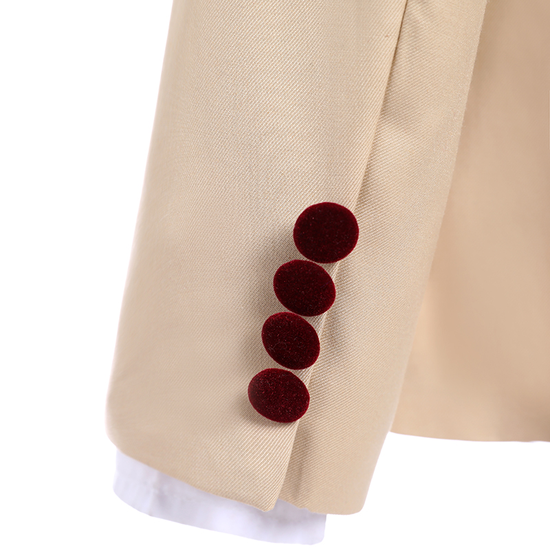 Brand New Champagn Groom Tuxedos Wine Velvet Lapel Side Vent Groomsmen Blazer Excellent Men Dinner Prom Suit(Jacket+Pants+Tie+Vest) NO:163