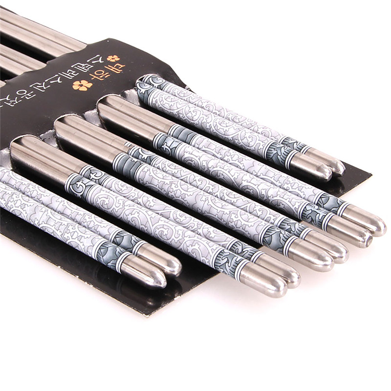 1 Pcak 5 Pairs Stainless Steel Chopsticks Exquisite Tableware Gift Portable Dinnerwar