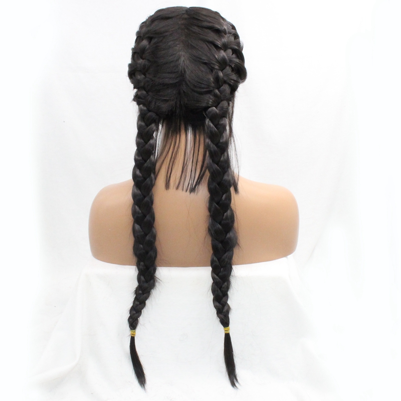 Free shipping New arrival natural color With Baby Hair Synthetic Lace Front Wigs Braided Box Braids Wig Long Glueless Heat Resistant Fiber
