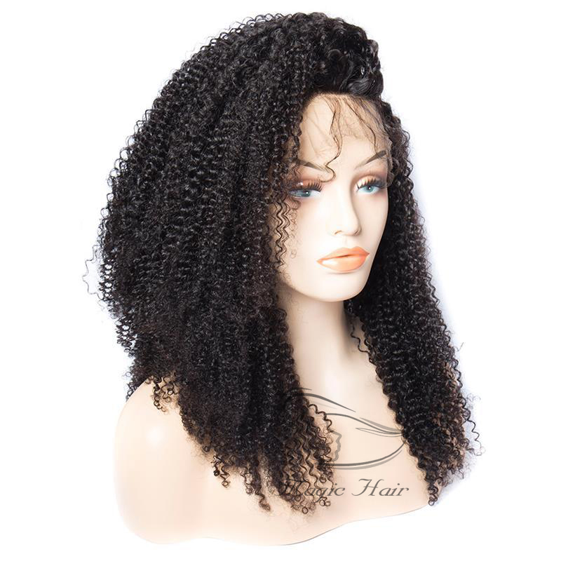 Afro Kinky Curly Lace Front Human Hair Wigs With Bangs Brazilian Full Lace Human Hair Wig Curly For Black Women Grade 9A