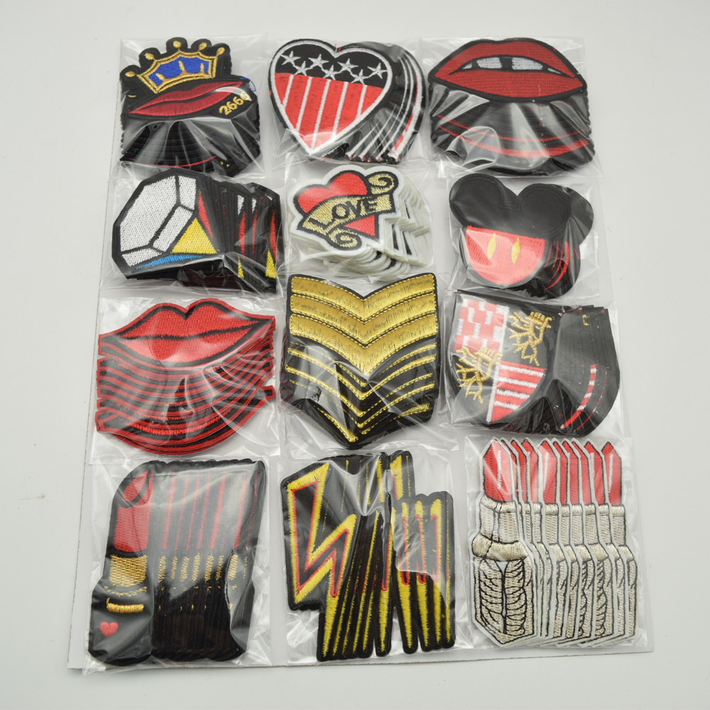 120pcs/set Crown/mouth/Lipstick/heart shape Embroidered Applique Iron On Patch design DIY Sew Iron On Patch Badge, Black
120pcs/set Crown/mouth/Lipstick/heart shape Embroidered Applique Iron On Patch design DIY Sew Iron On Patch Badge, Black