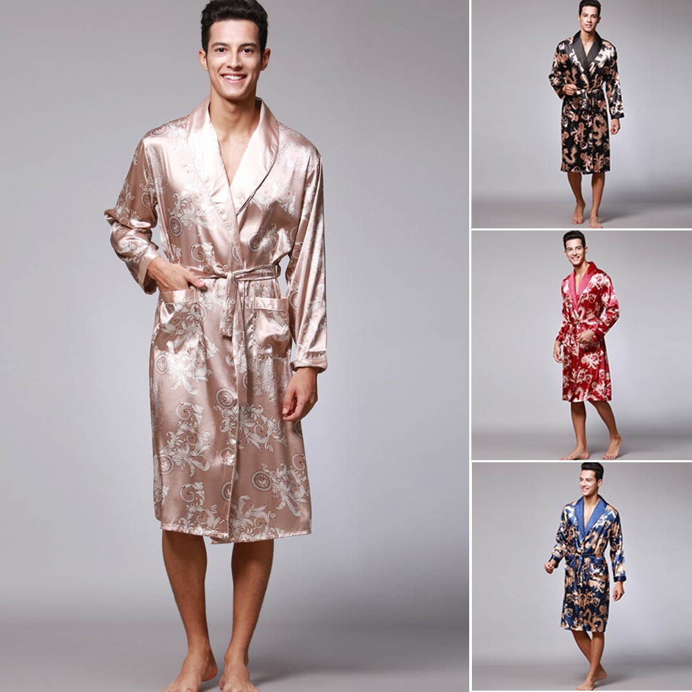 Men Winter Sleepwear Long Sleeve Nightwear Pocket Satin Top Blouse Robe Coat Navy Black Gray Wine Khaki -XXXL Drop Shipping
Men Winter Sleepwear Long Sleeve Nightwear Pocket Satin Top Blouse Robe Coat Navy Black Gray Wine Khaki -XXXL Drop Shipping