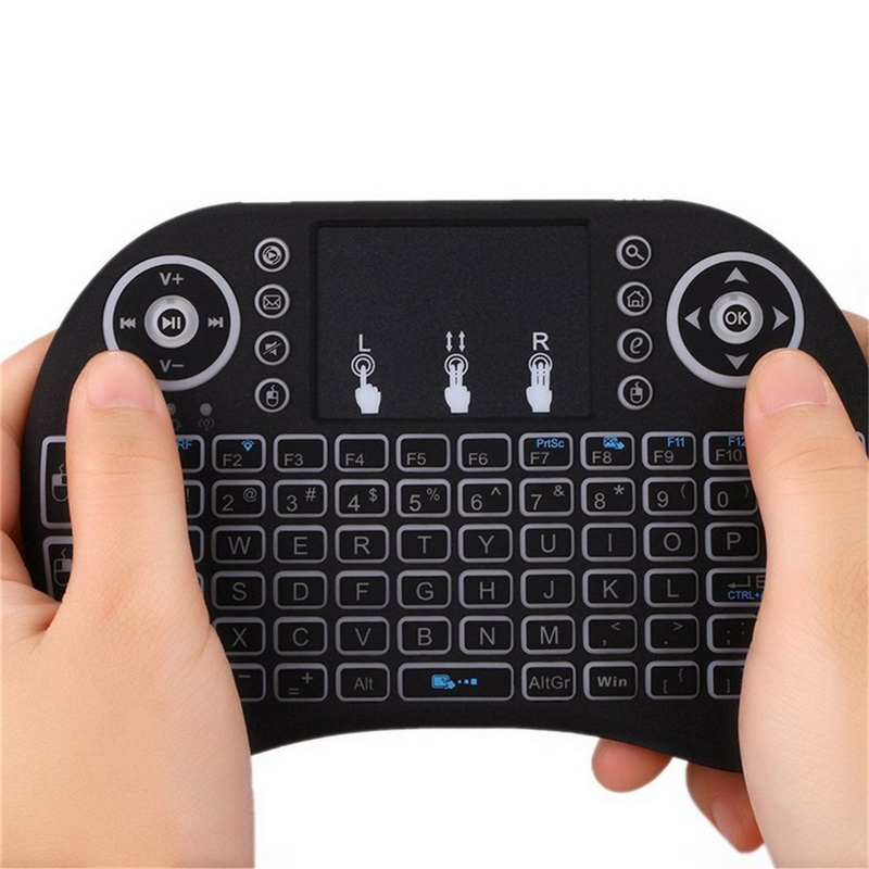 i8 Keyboard Backlit 2.4G Remote Controlers Wireless Fly Air Mouse Rechargeable With Backlight Touchpad For MXQ pro X96 TV Box