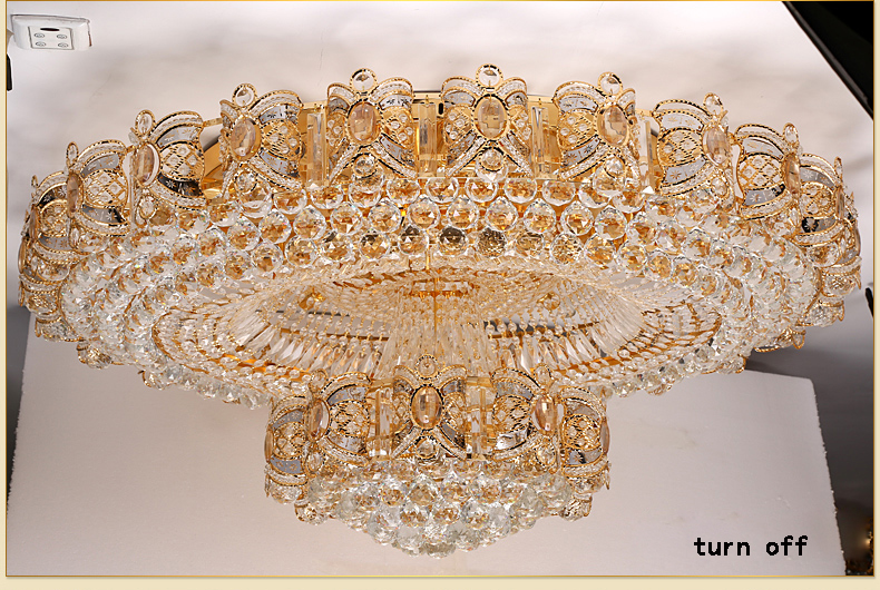 Modern Crystal Ceiling Chandeliers Lights Fixture European American Gold Surface Mounted Hang Lamps LED Lamp Round Home Indoor Lighting 3 Colors Dimma