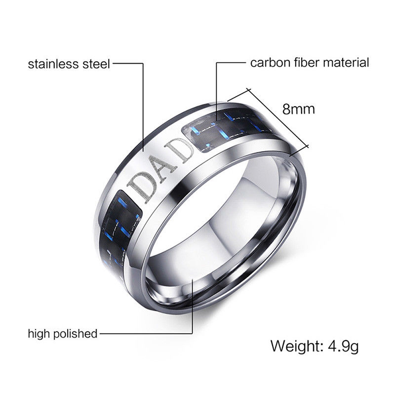 8MM Fashion Jewelry Father's Day Gift Men Wedding Ring Band "Dad" Engraved Carbon Fiber Friendship Gift For Father Mens
8MM Fashion Jewelry Father's Day Gift Men Wedding Ring Band "Dad" Engraved Carbon Fiber Friendship Gift For Father Mens