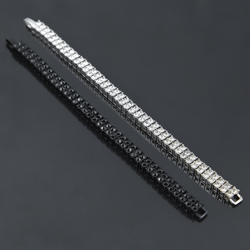 Iced Out Chain Bracelet For Mens Gold Plating Double Row Rhinestone Hip Hop Diamond Tennis Bracelets Jewelry