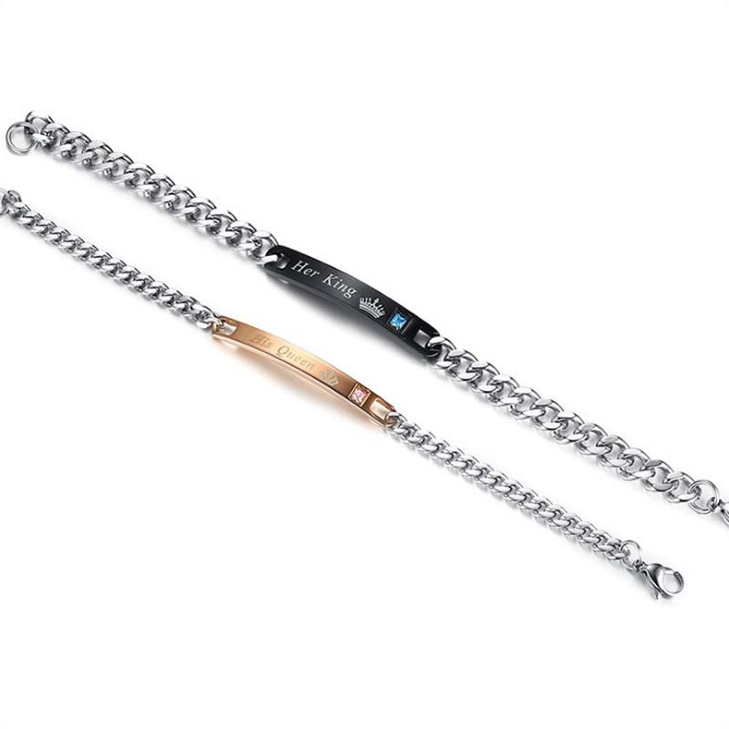 4 Styles Link Chain Her King His Queen Couple Bracelets Stainless Steel Crytal Crown Charm Bracelet For Women Men, Black
4 Styles Link Chain Her King His Queen Couple Bracelets Stainless Steel Crytal Crown Charm Bracelet For Women Men, Black