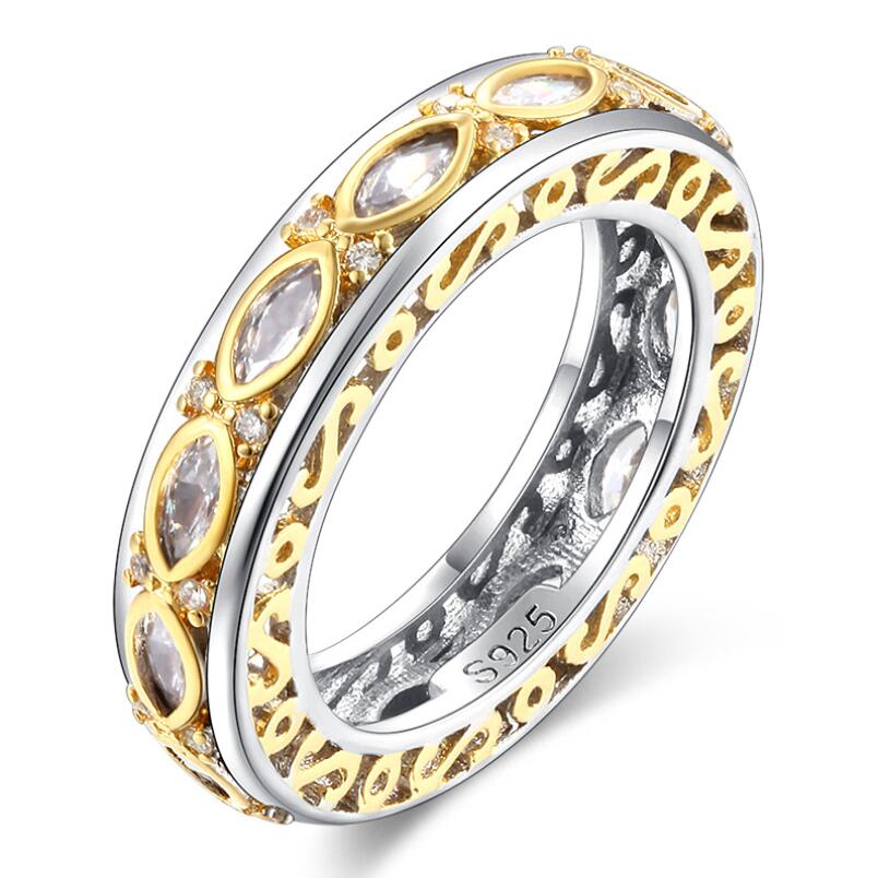 Size5-10Handmade Vintage Jewelry 925 Sterling Silver Horse Eye stripe White Topaz Crystal Women Wedding Engagment Band Ring for Lovers' Gift