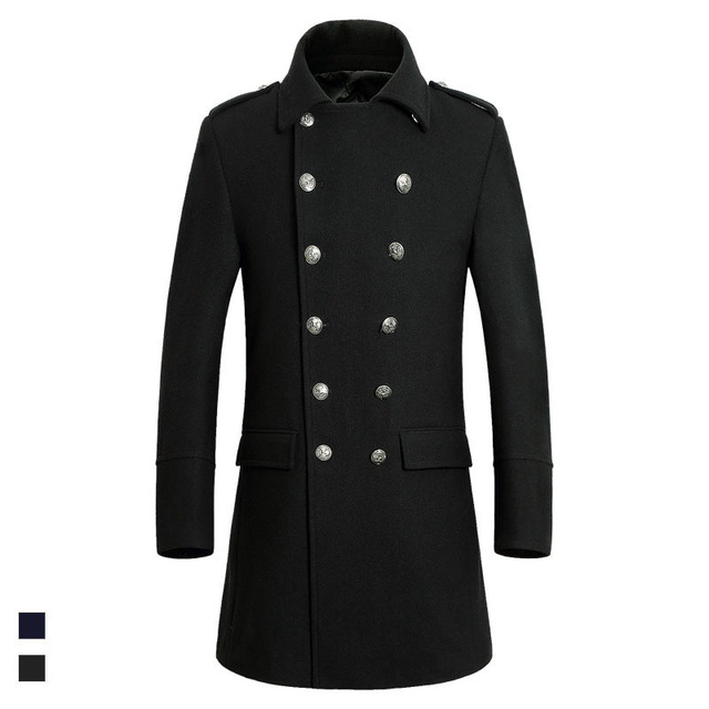 Brand 2018 New Design Double Breasted Causal Wool Coat For Mens High Quality ermany Woolen Jacket Long Pea Coat