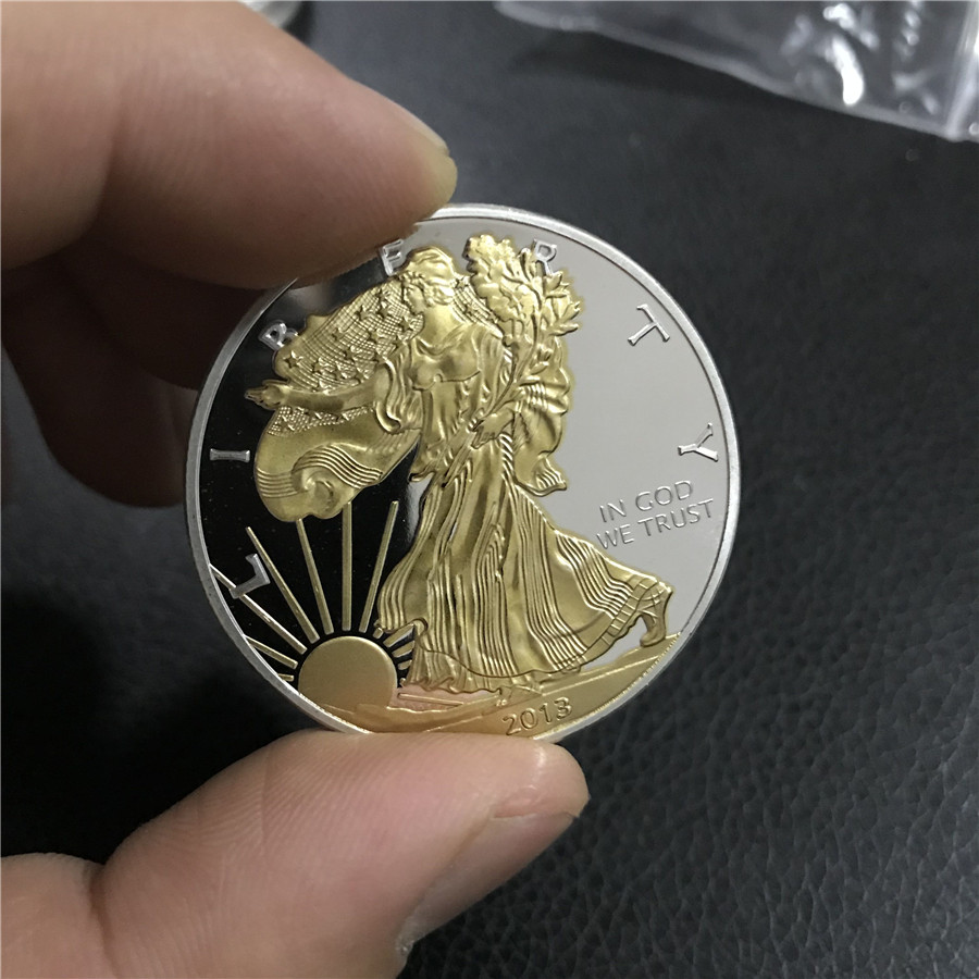Free Shipping 1pcs/lot. 2013 American Eagle Coin,Brass Plated Silver , Plated 24K Gold
Free Shipping 1pcs/lot. 2013 American Eagle Coin,Brass Plated Silver , Plated 24K Gold