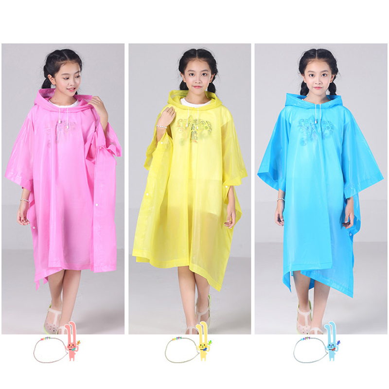 Reusable Children Raincoat Cartoon Transparent Waterproof Rainproof Rain Coat Kids Hooded Cloak Type Poncho Student Rainsuit