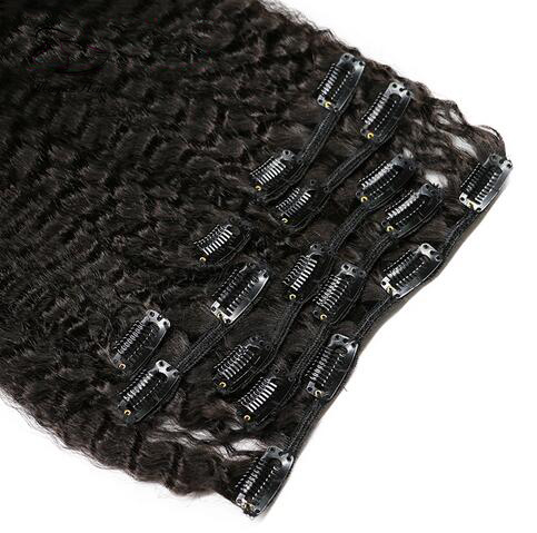 Yaki Kinky Straight Clip In Hair Extensions 100% Brazilian Human Remy Hair 8 Pieces And 120g/Set Natural Color