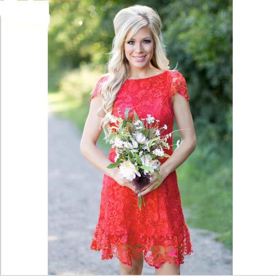 2018 New Red Full Lace Short Bridesmaid Dresses Cheap Western Country Style Crew Neck Cap Sleeves Mini Backless Homecoming Cocktail Dresses, White;pink
2018 New Red Full Lace Short Bridesmaid Dresses Cheap Western Country Style Crew Neck Cap Sleeves Mini Backless Homecoming Cocktail Dresses, White;pink