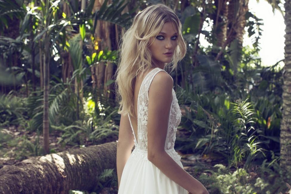 limor rosen wedding dresses 3d floral appliques sleeveless v neck a line bridal gowns lace vintage low back beach dresses