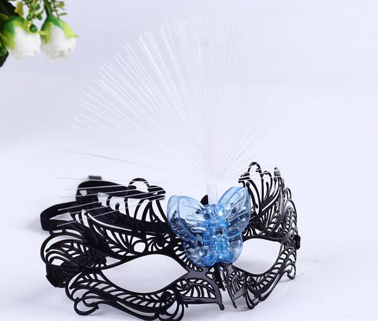 Women Venetian LED Fiber Mask Masquerade Fancy Dress Party Princess Feather Masks Multi Colors for Party