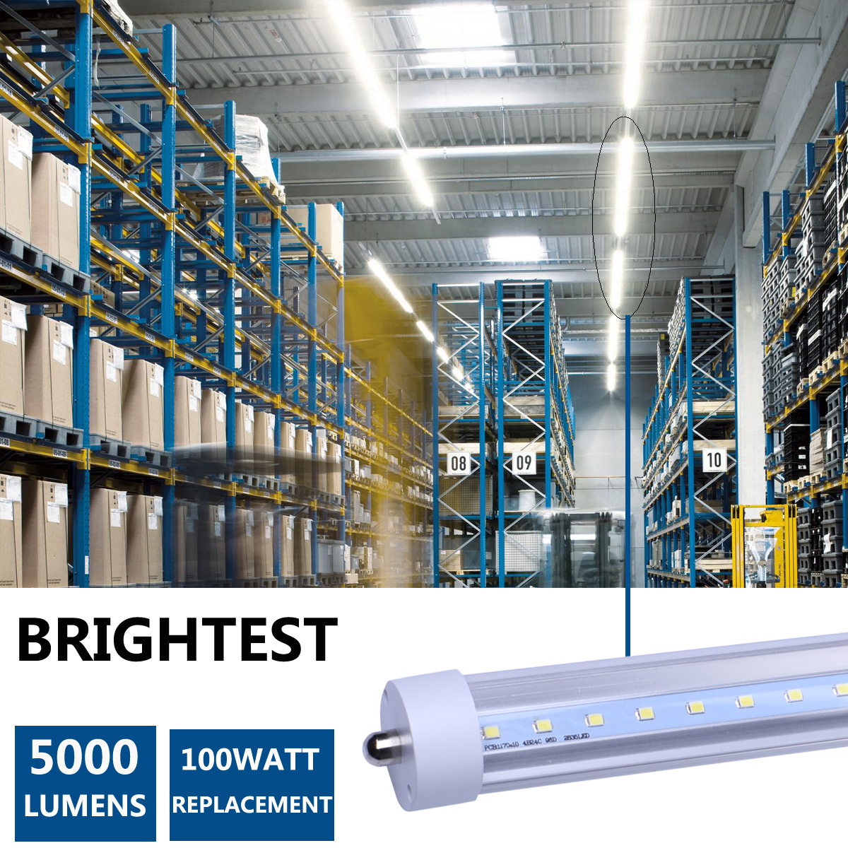 LED Tube Lights 8FT T8 FA8 LED Light 8 FT 8Feet 45W Single Pin 4500LM Fluorescent Light Fixtures 2.4M Bulbs Lamp AC85-265V