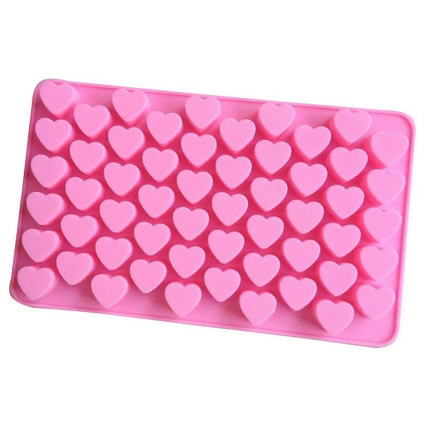 Saingace 55 Mini Cavity Silicone Cake Chocolate Candy Mould Heart Form Bake Tool DIY Home Use Pink Happy Sale ap522