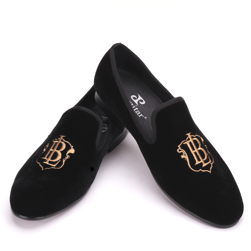 New style fashion men loafers gold embroidery handmade men velvet shoes party and wedding men's flat