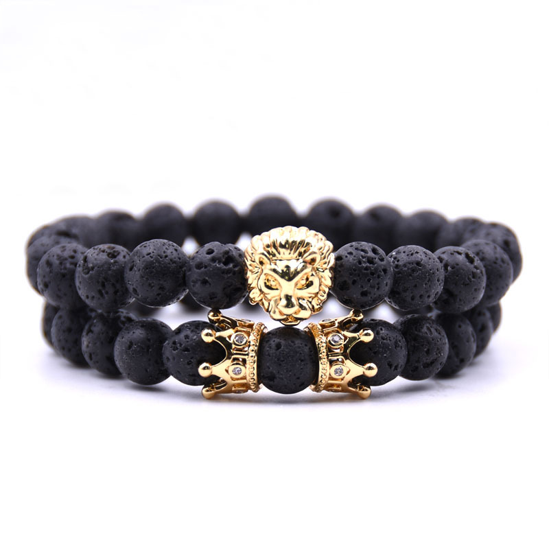 Lava rock Beads Bracelet New Fashion Crown Bracelet Jewelry Gold/Rose Gold Lion Head Bangles Turquoise Buddha Beads Bracelet
Lava rock Beads Bracelet New Fashion Crown Bracelet Jewelry Gold/Rose Gold Lion Head Bangles Turquoise Buddha Beads Bracelet