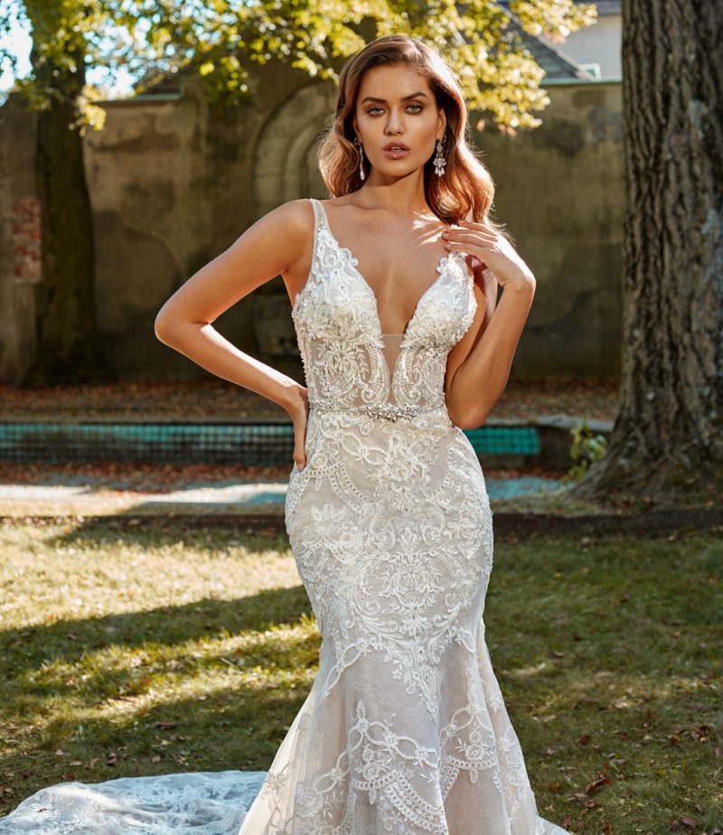 Eve of Milady 2019 Wedding Dresses Sexy Backless Deep V Neck Lace Appliqued Mermaid Bridal Gowns Plus Size Wedding Dress