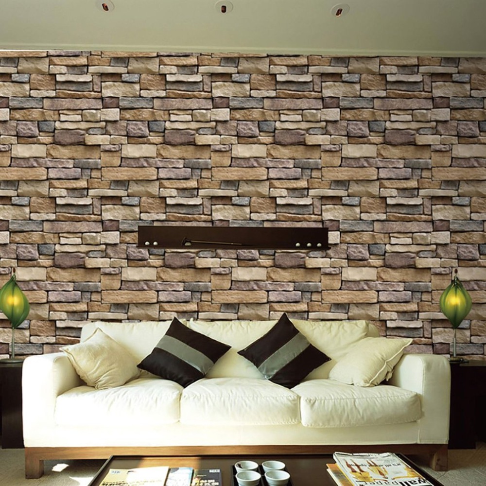 3D Stone Brick Wallpaper Removable PVC Wall Sticker Home Decor Art Wall Paper for Bedroom Living Room Background Decal
