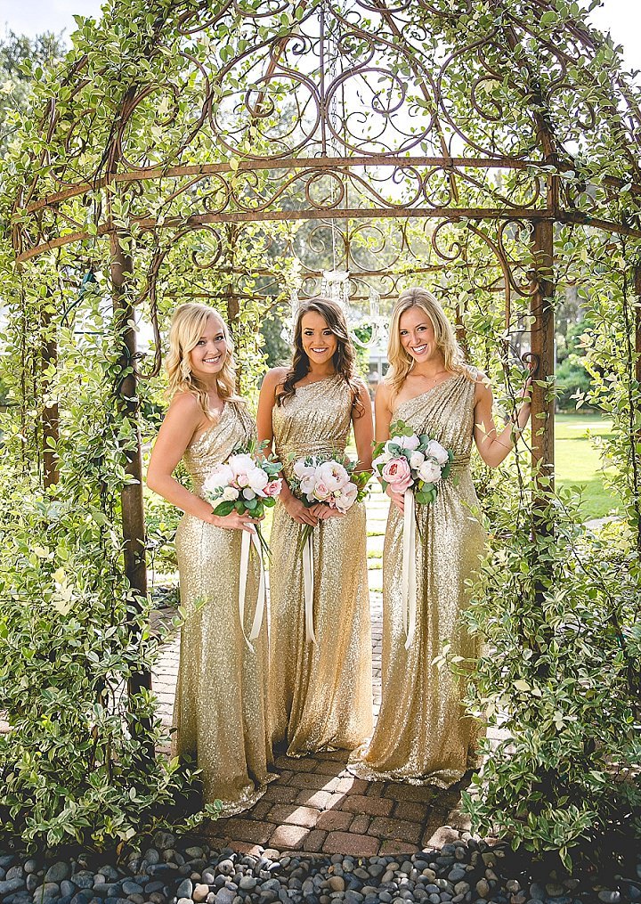 Rose New Design Gold Sequined Long Bridesmaid Dresses One Shoulder Pleats Floor Length Maid Of Honor Dress Wedding Party Gowns