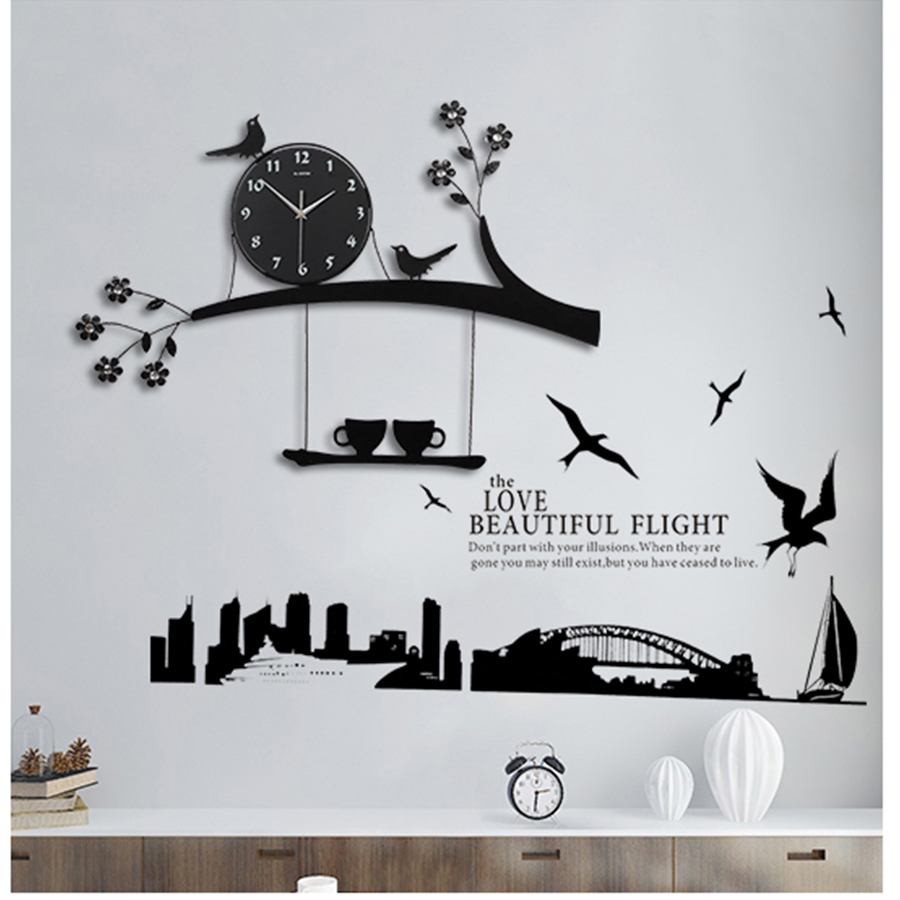 Digital Wall Clocks Modern Design Kitchen Large Clock Wall Watch Living Room Decoration Farmhouse Large Clock With Stickers