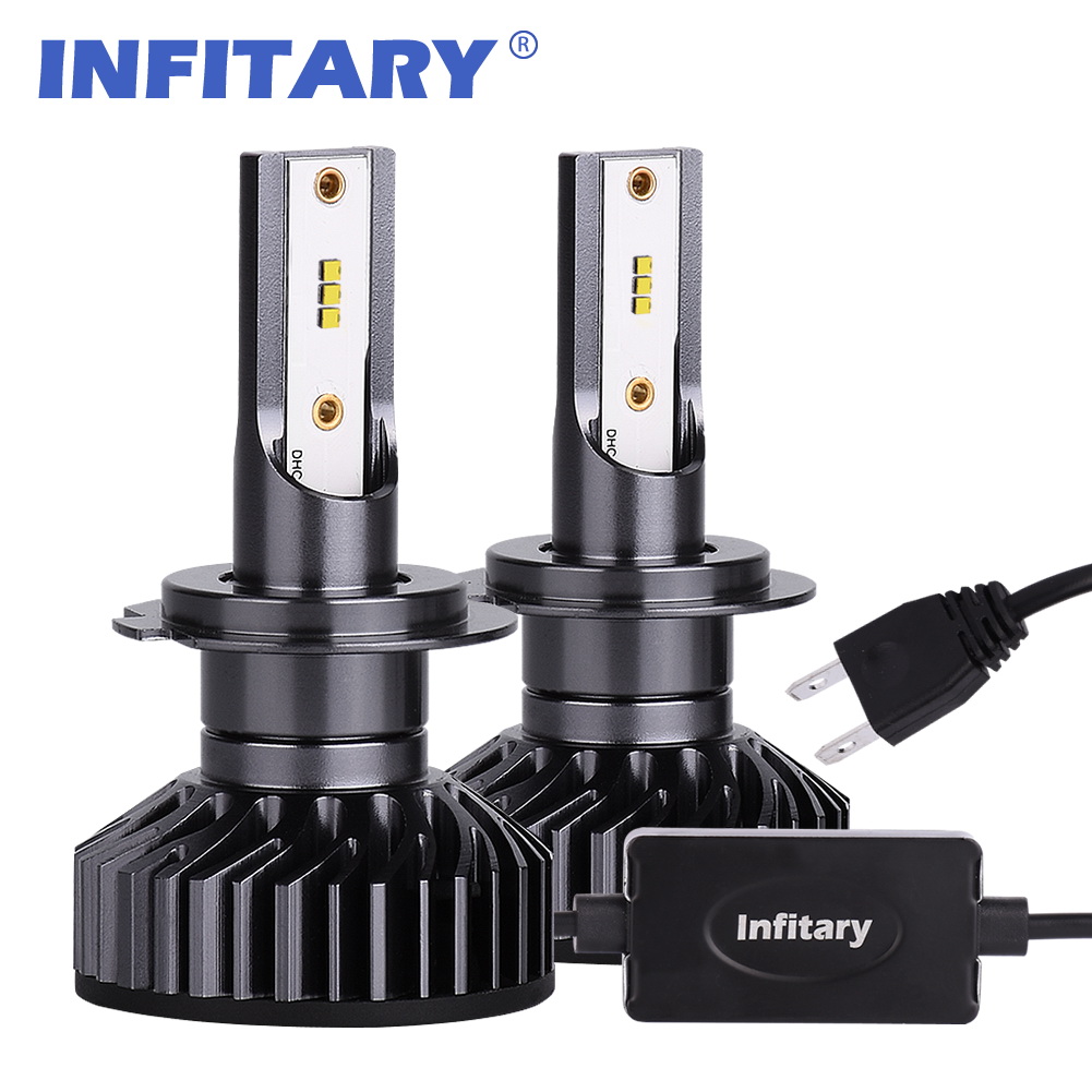 Infitary LED Headlight Bulbs H7 Conversion Kits Single Beam Auto Headlamp Car Headlight 72W 6500K 8000LM Super Bright White ZES Chips