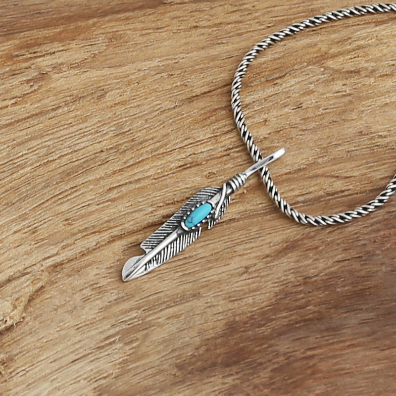 2018 new 925 sterling silver vintage jewelry Japan designs antique silver hand-made designer feather necklace pendants no chain