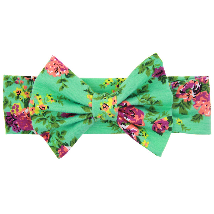 New Baby Kids Bohemia Bow Headbands Girls Children Flower Imprint Big Bowknot Hairbands Headwear for Kids Hair Accessories KHA250