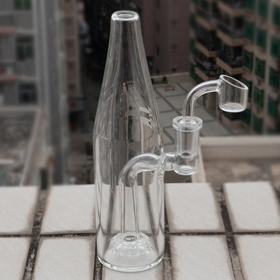 7.5 Inch Glass Bong recycler Perc Water Pipe Hookahs Straight Tube Bubbler Pipes with 2mm quarts banger
