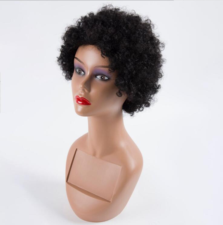 Brazilian Kinky curly Human Hair Wigs Short Bob Wigs Natural Black #1B full afro curly wig 6 Inch For Women