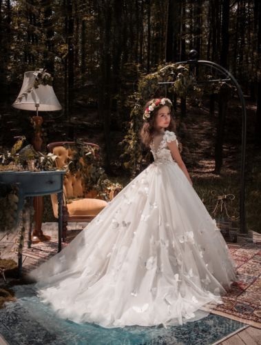 Lovely Cute Flower Girl Dresses Satin Mother and Daughter Toddler Long Pretty Kids First Holy Communion Dress