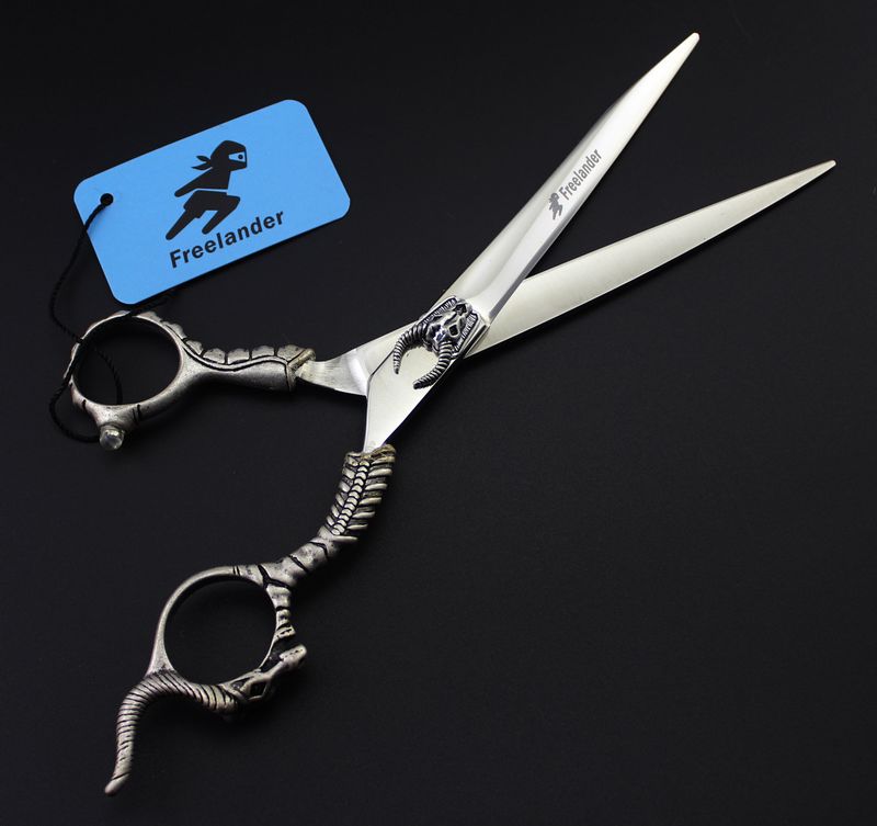 with leather case Freelander 7.0 inch 440C 62HRC TB-71 cutting scissors with Sheep head on scissors handle