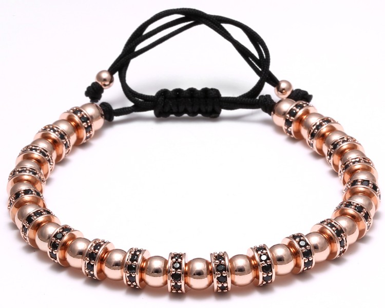 Zircon Stoppers Bangle Men Bracelets 6 mm Micro Pave CZ Beads Braiding Macrame Valentine's Gift