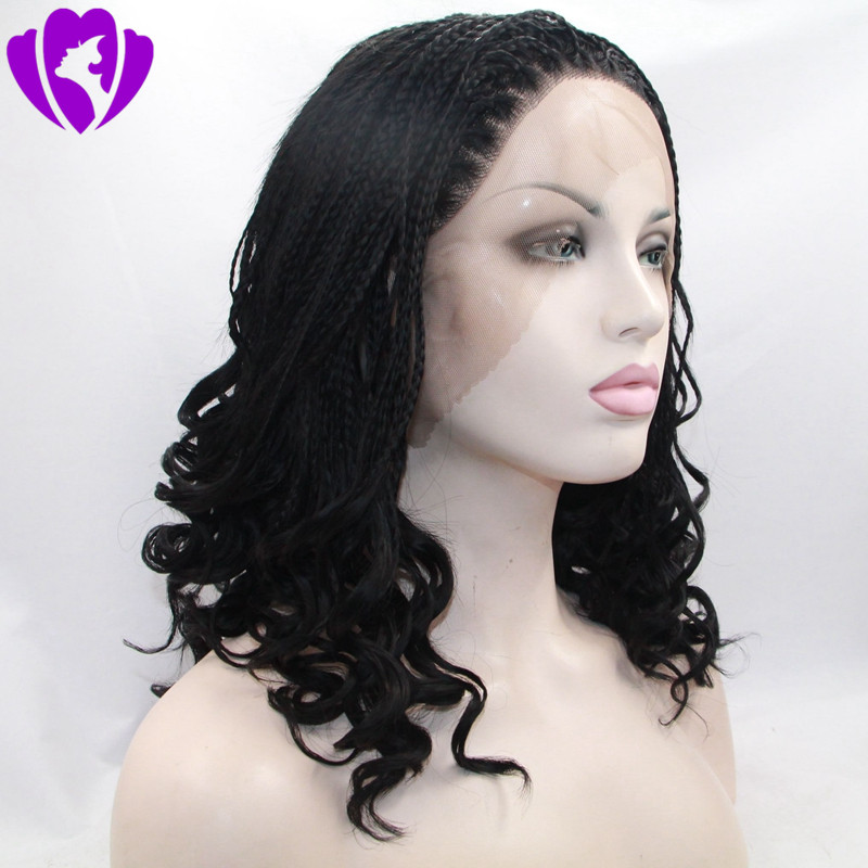 Hotselling #27 blonde color Synthetic full Lace Front Wig 16inch Braided Box Braids Wig For Woman Black short Curly wig for africa women