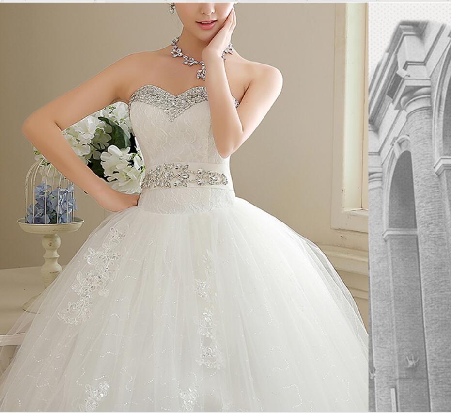 Lace With Crystal Wedding Dress 2018 New Fashionable Married Cheap Wed Dresses Plus Size Elegant vestidos de renda