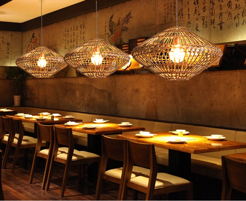 Southeastern Vine Pendant Lamps Vintage Thailand Rattan Pendant Lights Fixture Home Indoor Lighting Restaurant Restaurant Tea Room Cane Lamp