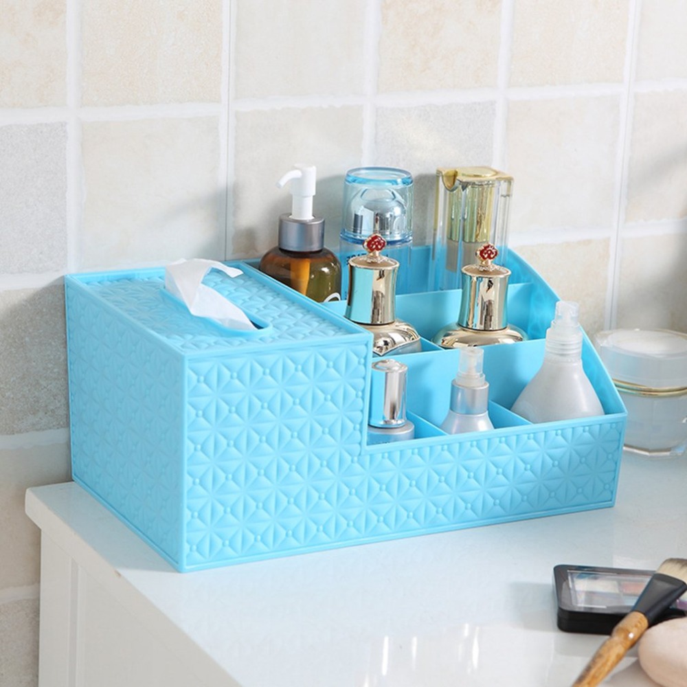 Multifunctional Desktop Shelves Storage Box Durable Plastic Makeup Storage Box Organizer Tissue Small Items Case