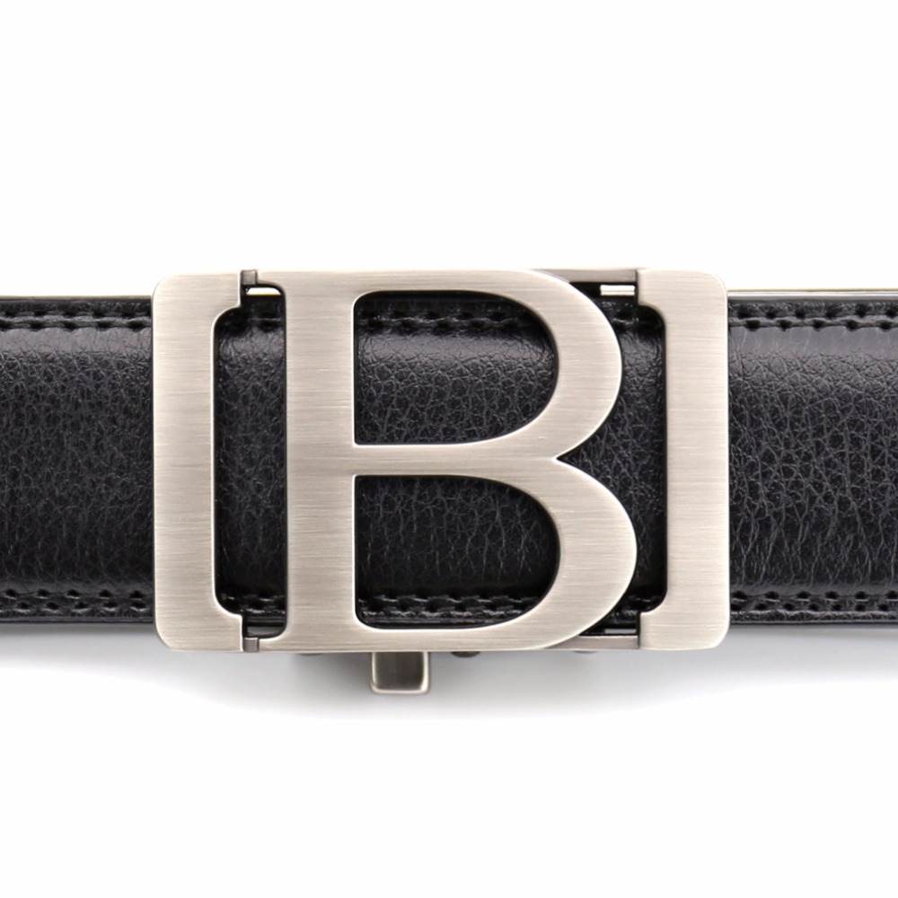 KAWEIDA New Arrivals belts for men 2018 hollow B Metal Automatic Buckle letter belt cow genuine leather belt for male