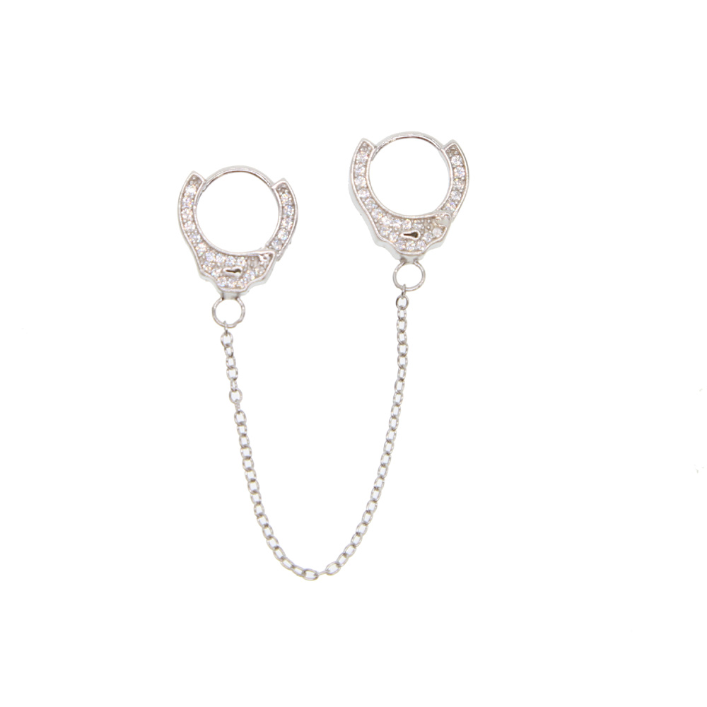 100 925 sterling silver handcuff earring 1 piece unique design long chain clip on hoop european women multi piercing earring
